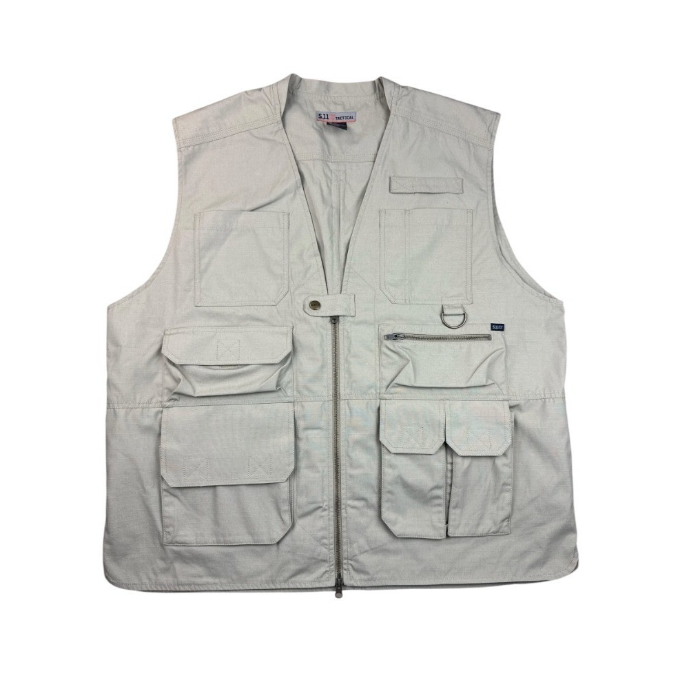 5.11 Tactical Series Elite Cargo Vest Men 2XL Khaki Full Zip Back Vented Utility